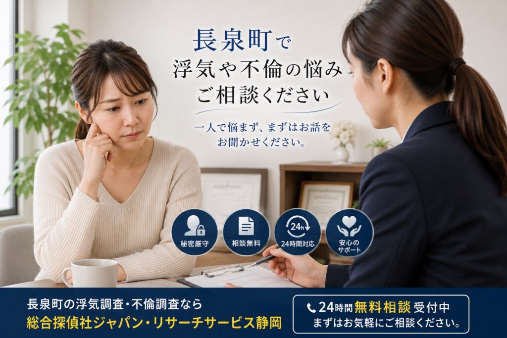 長泉町で浮気・不倫の相談をしているイメージ