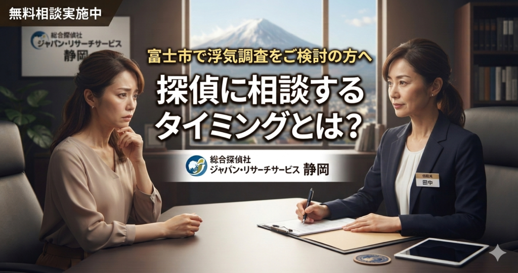 富士市で浮気調査をご検討の方へ。探偵に相談するタイミングを解説